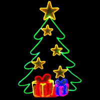 2m Christmas Tree with Stars and Presents Rope Light Motif