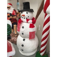 Large Resin Snowman with Hat and Broom