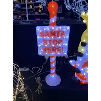 LED Acrylic Santa Stop Here