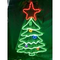LED Multi Coloured Rope Light Tree with Red Star