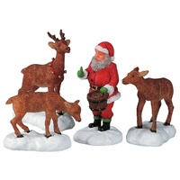 Lemax Santa Feeds Reindeer -