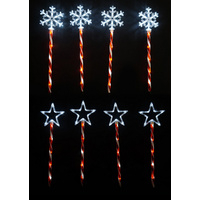 LED Candy Cane Snowflake Path Lights - 4 pieces