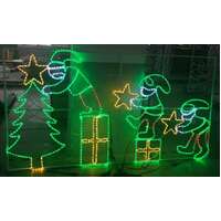 Elf Putting Star on Christmas Tree Rope Light Motif