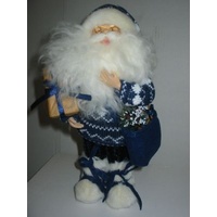 30cm Santa in Blue/White Knitted Jumper