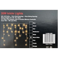 20M Warm White LED Icicles