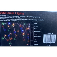 30m Multi LED icicles - clear wire