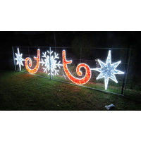 Large Red Swirl LED Motif with White Stars - 5m long