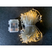 20M Warm White  LED Battery String- clear wire