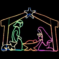 Large LED Nativity with Stable and Star Rope Light Motif