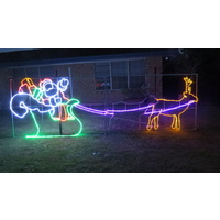 Large Commercial LED Santa Sleigh with 2 Reindeer