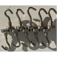 10x 16mm Magnetic Hooks - Nickel