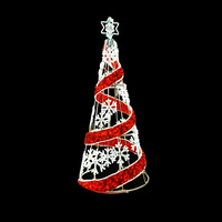 3m Red and White Snowflake Cone Tree Rope Light Motif