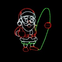 Santa with Surfboard Rope Light Motif