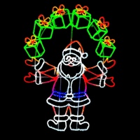Giant Santa Juggling Presents Rope Light Motif