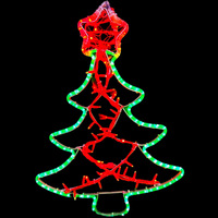 80cm Red & Green Christmas Tree Rope Light Motif