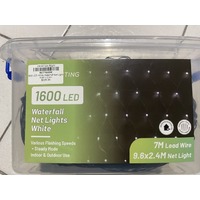 LED White Waterfall Net Lights 9.6m x 2.4m