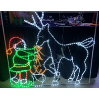 Elf Feeding Reindeer Rope Light Motif