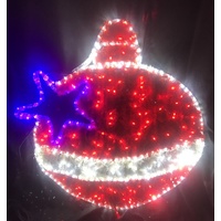 LED Red Bauble with Purple Star Rope Light Motif