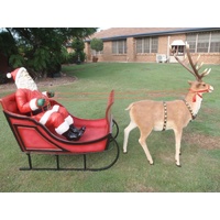 Jumbo Resin Santa Sleigh with Reindeer -full set