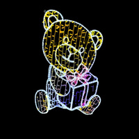 LED Teddy Bear with Present Rope Light Motif