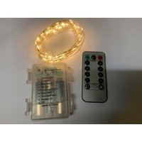 10m Battery Warm White Copper Fairy Lights with remote