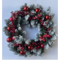 66cm Hand Decorated Red Olympia Snow Wreath