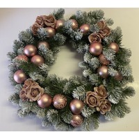 66cm Hand Decorated Rose Pink Olympia Snow Wreath