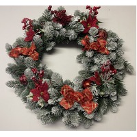 66cm Hand Decorated Red Poinsettia Olympia Snow Wreath