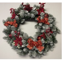 66cm Hand Decorated Red Poinsettia Olympia Snow Wreath