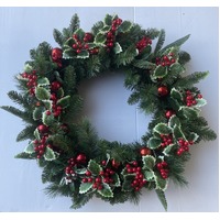66cm Hand Decorated Red Mixed Leaf Wreath