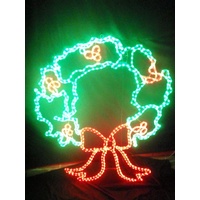 Large Green and Red LED Wreath Rope Light Motif