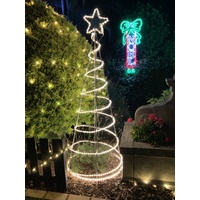 2m Tall Commercial Warm White Spiral Tree on Solid Frame