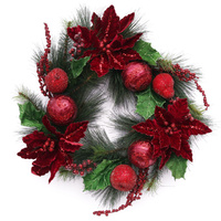 65cm Burgendy Poinsettia Wreath