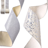 Silver Velvet Wired Ribbon - 10cm wide