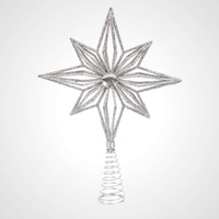 Silver Glitter Star Tree Topper 21CM