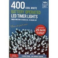 31.9m Battery Cool White Lights -  400 Bulbs