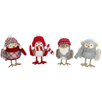 Dressed Festive Birds 14cm - 4 assorted