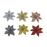 Glitter Clip Poinsettia - 24cm 6 assorted