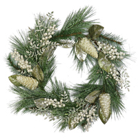 Luxury Green/Platinum Wreath 65cm