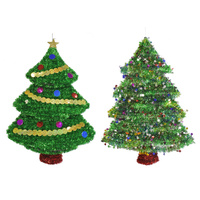 Tinsel Christmas Tree Plaque 57cm Assorted