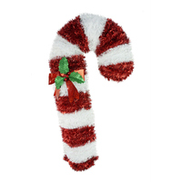 Tinsel Candy Cane Plaque - 60cm