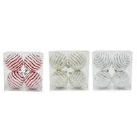 Bauble Swirl 4 pk 80mm 3 assosrted