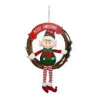 Elf Christmas Wreath with Dangly Legs
