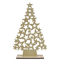 Gold Glitter Stars Table Trees 37cm-