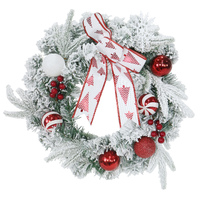 45cm Snowy Red Bauble Wreath-AVAIL OCT 2024