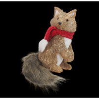 23cm Sisal Fox Plush Tail Red Scarf - AVAIL OCT 2024