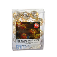 LED Metal Ball Battery Warm White String- 2 assorted