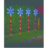 LED Candy Cane Snowflake Path Lights - 4 pieces
