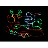 Santa and Reindeer in Rocket Rope Light Motif