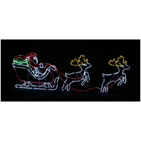 LED Santa Sleigh with 2 Reindeer Rope Light Motif